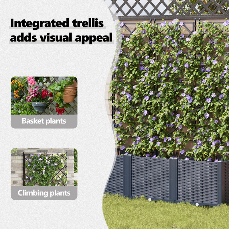 vidaXL Garden Planter 3 pcs Grey 120 x 40 x 143 cm Steel