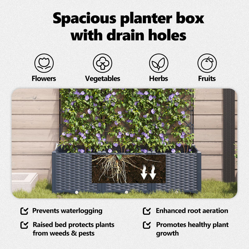 vidaXL Garden Planter 3 pcs Grey 120 x 40 x 143 cm Steel