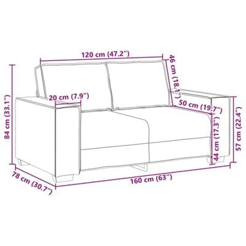 vidaXL Sofa Black 160 x 78 x 84 cm Fabric