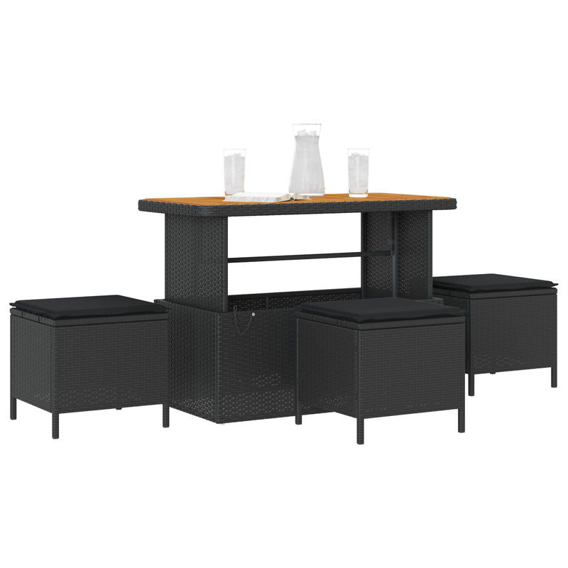 vidaXL Garden Dining Set 4 pcs Black Poly rattan