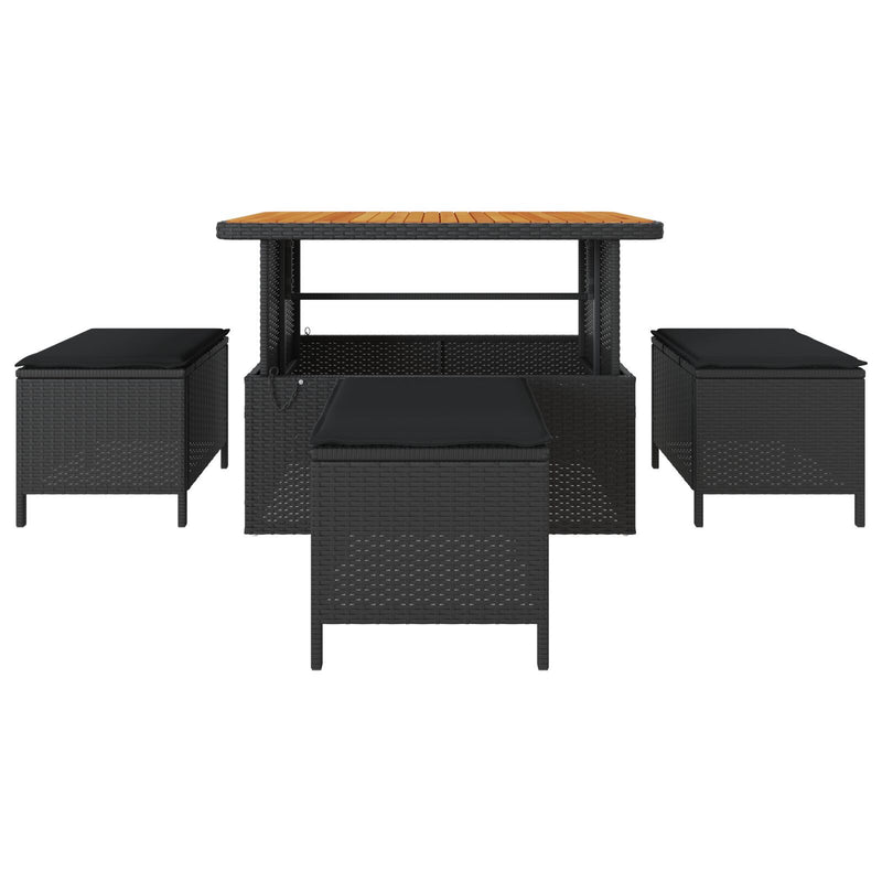 vidaXL Garden Dining Set 4 pcs Black Poly rattan