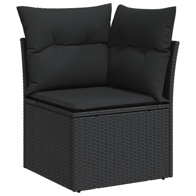 vidaXL Garden Sofa Set with Cushion 13 pcs Black Poly Rattan