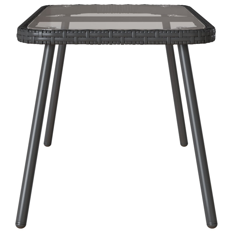 vidaXL Coffee Table Black 90 x 45 x 43 cm Poly Rattan and glass