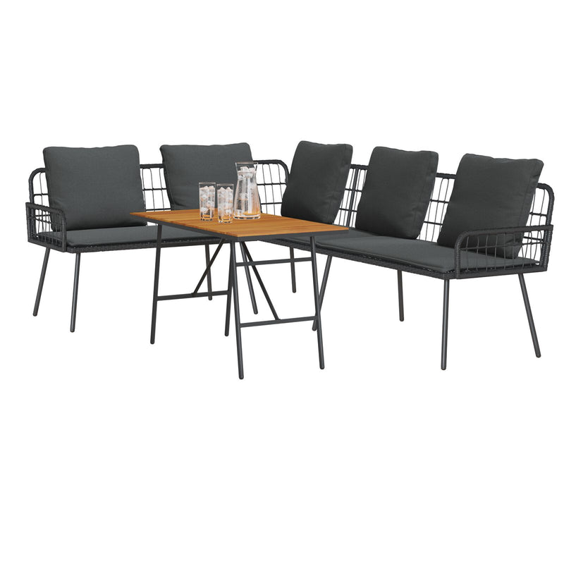 vidaXL Garden Sofa Set 2 pcs Black Poly Rattan
