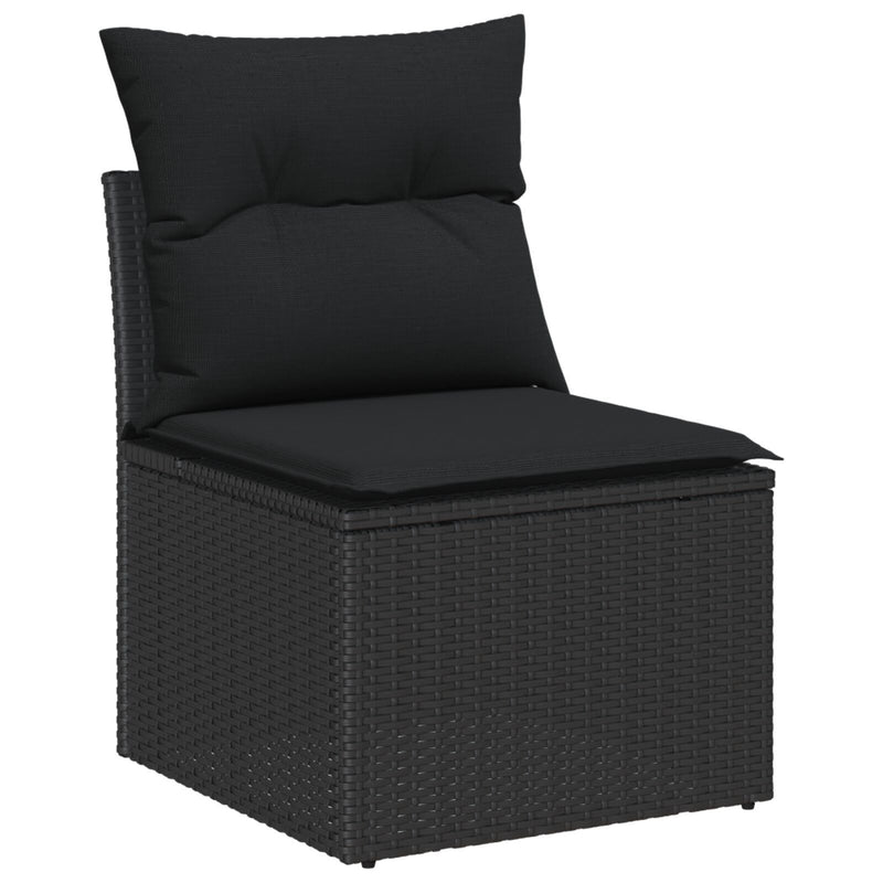 vidaXL Garden Sofa Set with Cushion 13 pcs Black Poly Rattan