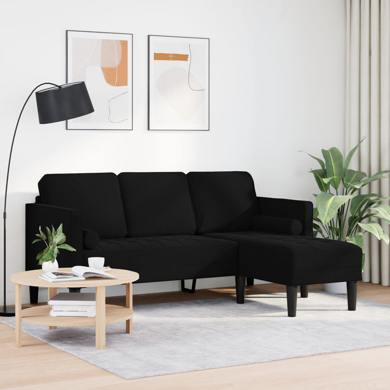 vidaXL Sofa Set with Cushion Black 173 x 131 x 67 cm Polyester