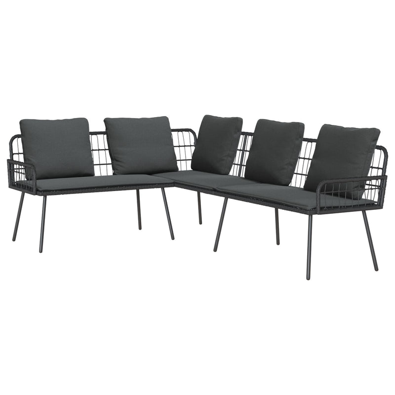 vidaXL Garden Sofa Set with Cushion 2 pcs Black Poly Rattan