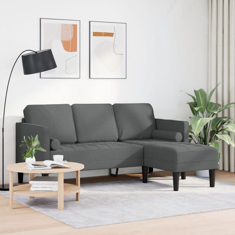vidaXL Sofa Set with Cushion Dark Grey 173 x 131 x 67 cm Polyester