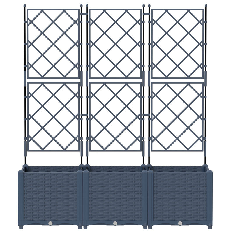 vidaXL Garden Planter 3 pcs Grey 120 x 40 x 143 cm Steel
