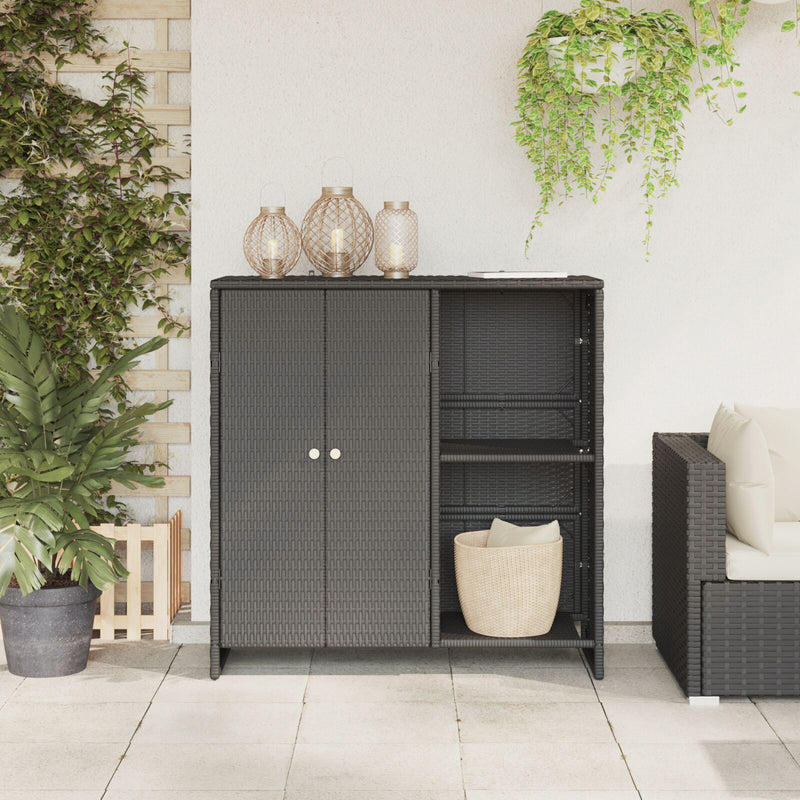 vidaXL Storage Cabinet with Shelf Black 100 x 36 x 102 cm Rattan