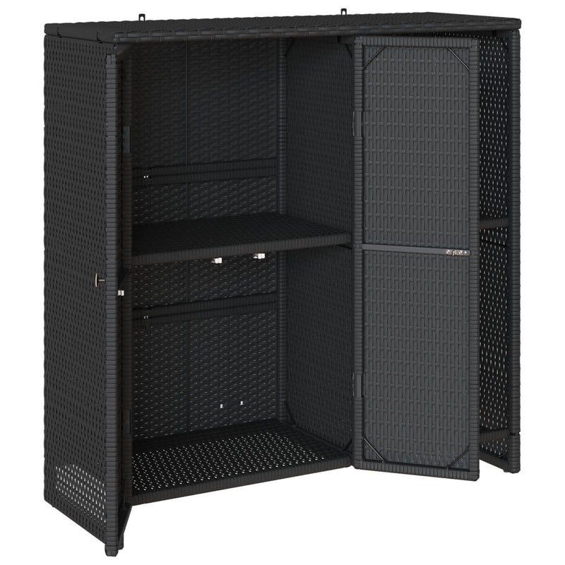 vidaXL Storage Cabinet with Shelf Black 100 x 36 x 102 cm Rattan