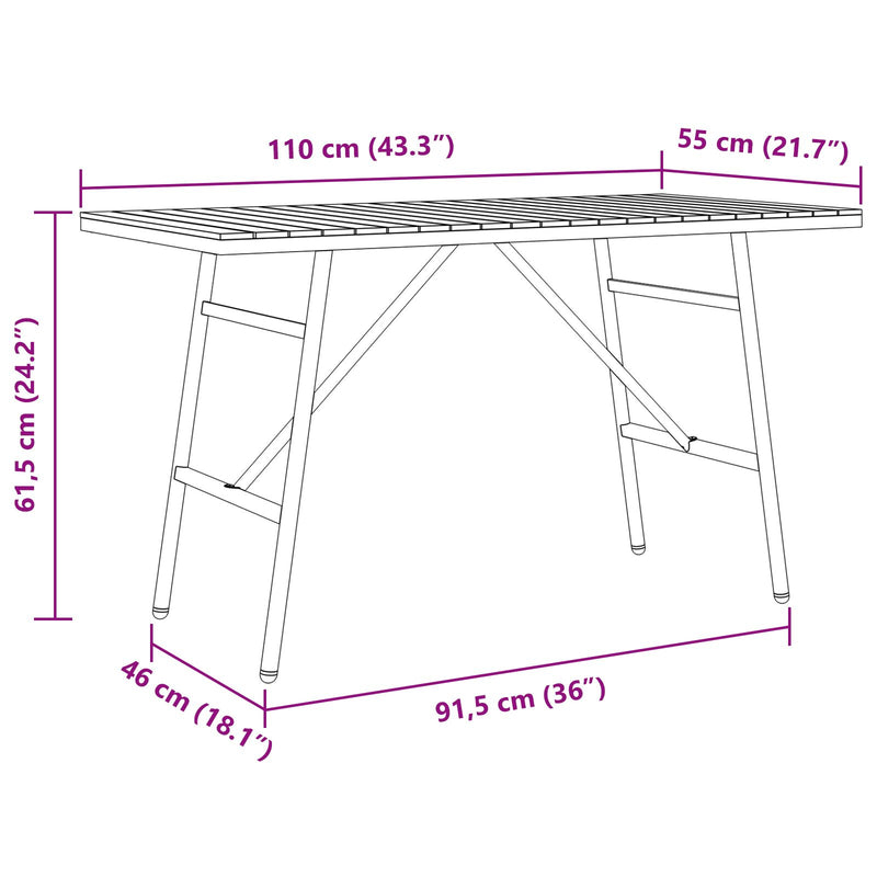 vidaXL Dining Table Brown 110 x 55 x 62 cm Solid Acacia Wood