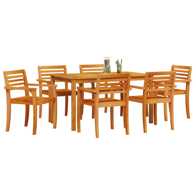 7 Piece Garden Dining Set Solid Wood Acacia