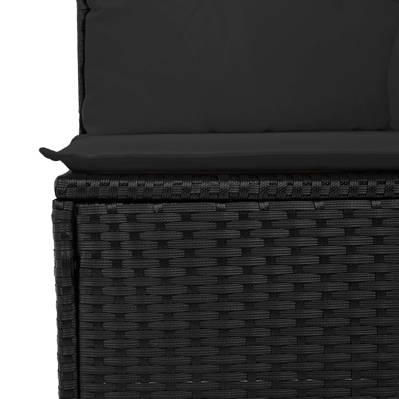 vidaXL Garden Sofa Set with Cushion 13 pcs Black Poly Rattan
