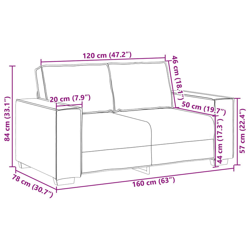 vidaXL Sofa Black 160 x 78 x 84 cm Fabric