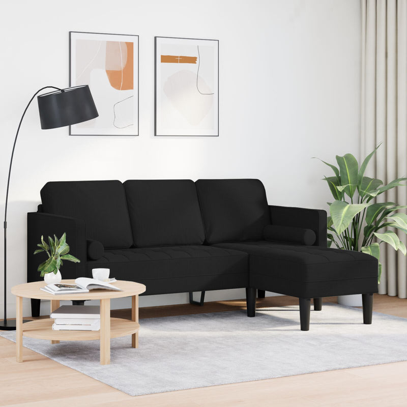 vidaXL Sofa Set with Cushion Black 173 x 131 x 67 cm Polyester