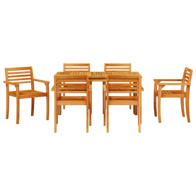 7 Piece Garden Dining Set Solid Wood Acacia