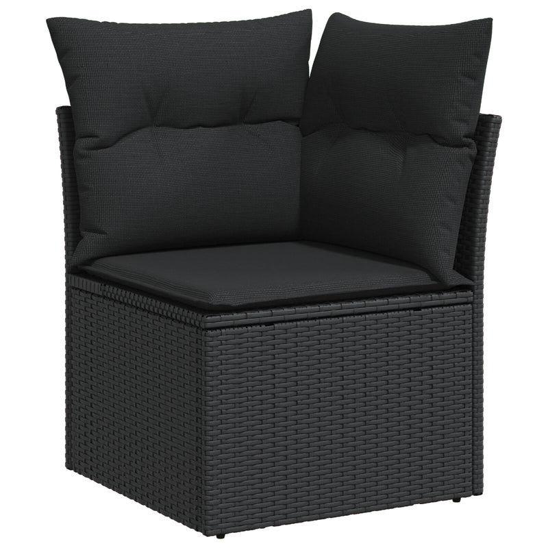 vidaXL Garden Sofa Set with Cushion 10 pcs Black Poly rattan