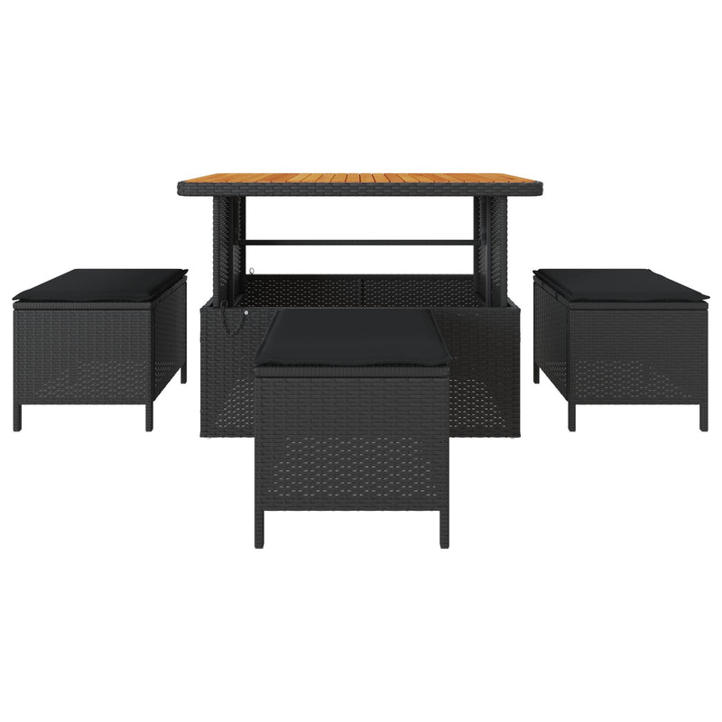 vidaXL Garden Dining Set Black Poly Rattan