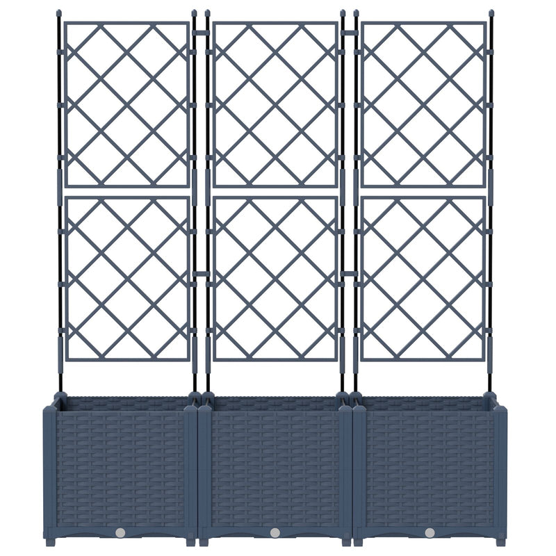 vidaXL Garden Planter with Trellis 3 pcs Grey 120 x 40 x 143 cm PP