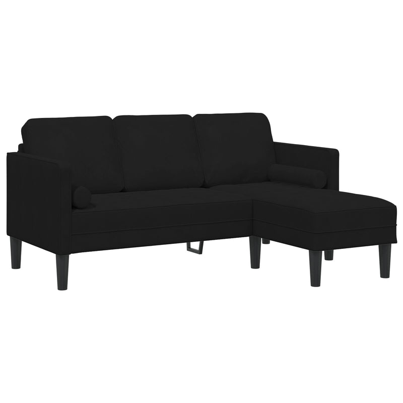 vidaXL Sofa Set with Cushion Black 173 x 131 x 67 cm Polyester