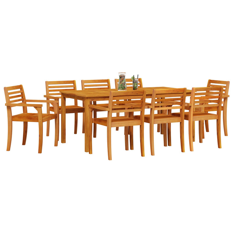 vidaXL Garden Dining Set 9 pcs Brown Solid Acacia Wood