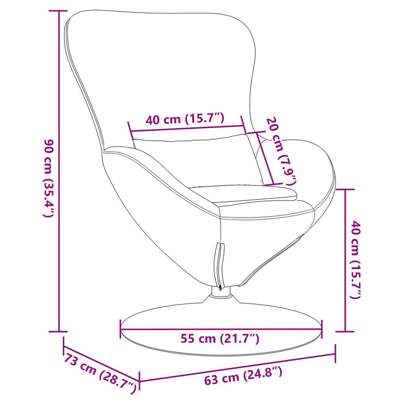 vidaXL Egg Chair Black 63 x 73 x 90 cm Velvet