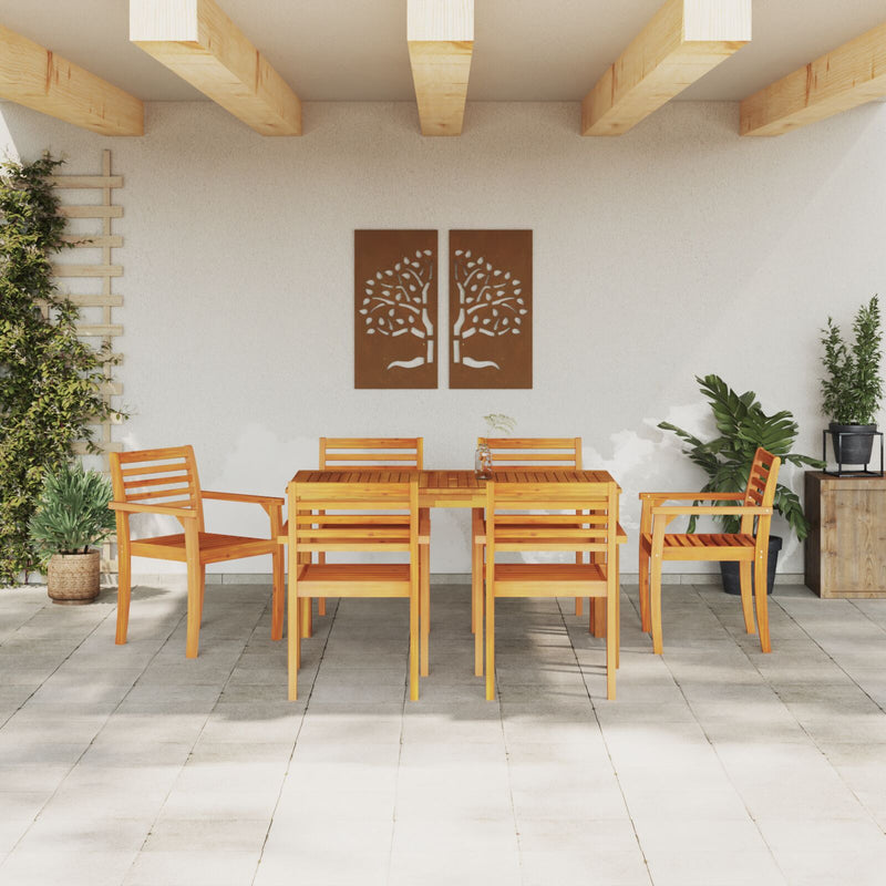 7 Piece Garden Dining Set Solid Wood Acacia