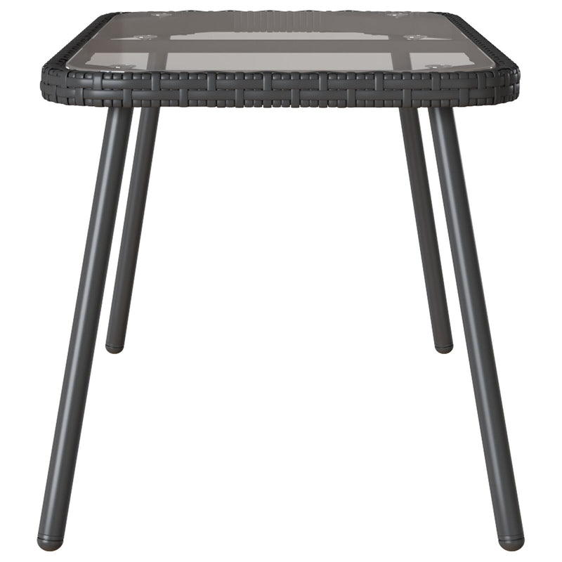 vidaXL Coffee Table Black 90 x 45 x 43 cm Poly Rattan and glass
