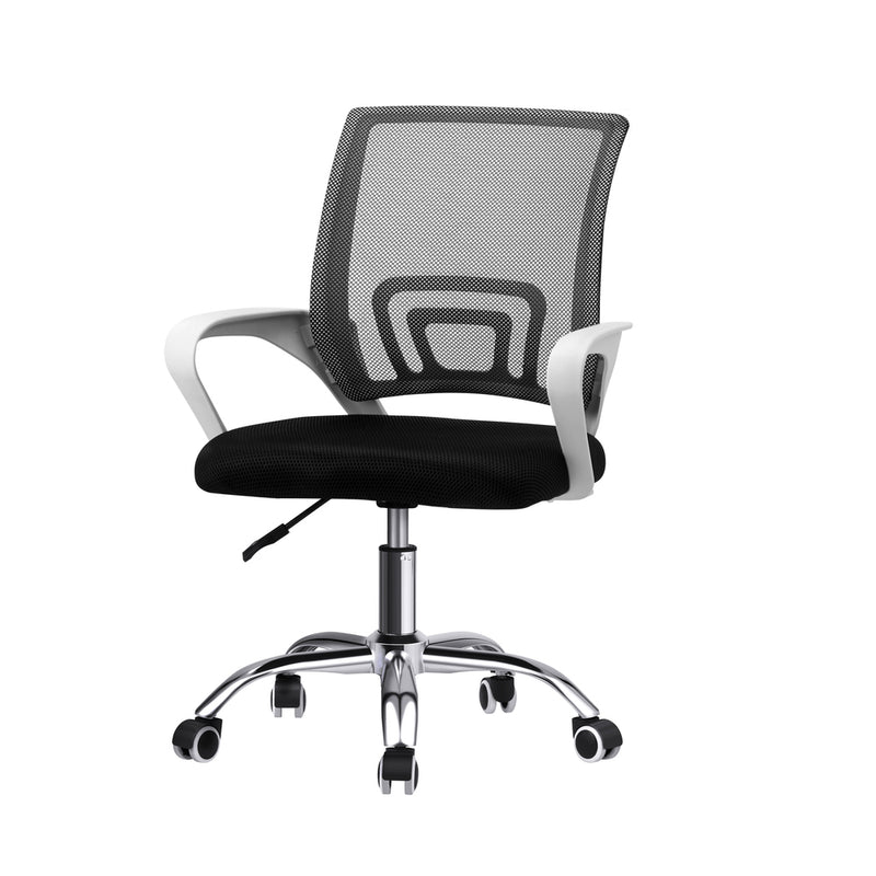Oikiture Mesh Office Chair Foam Seat White&Black