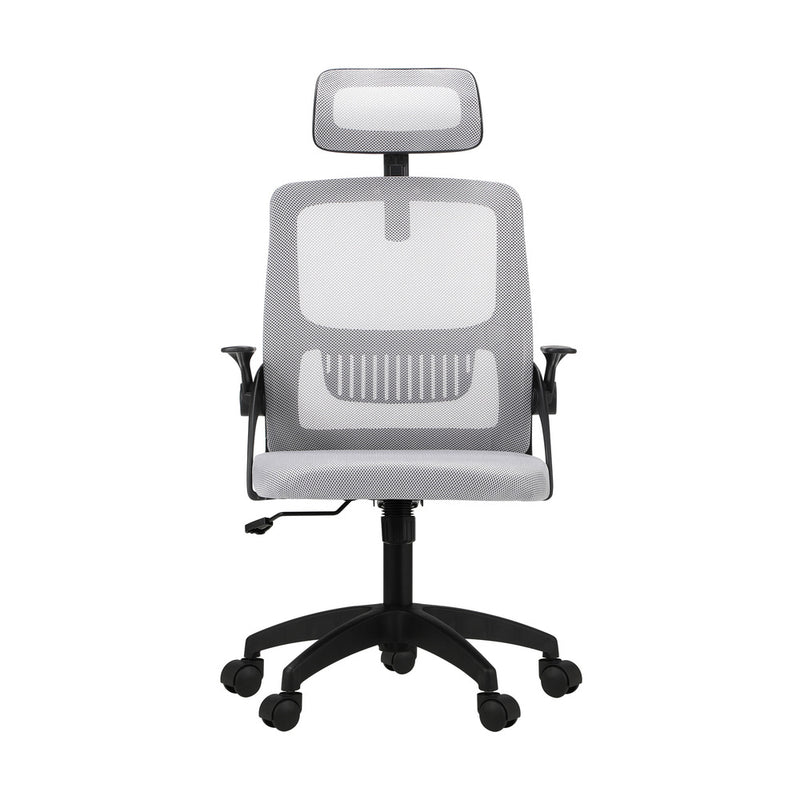 Oikiture Mesh Office Chair Fabric Seat Black&Grey
