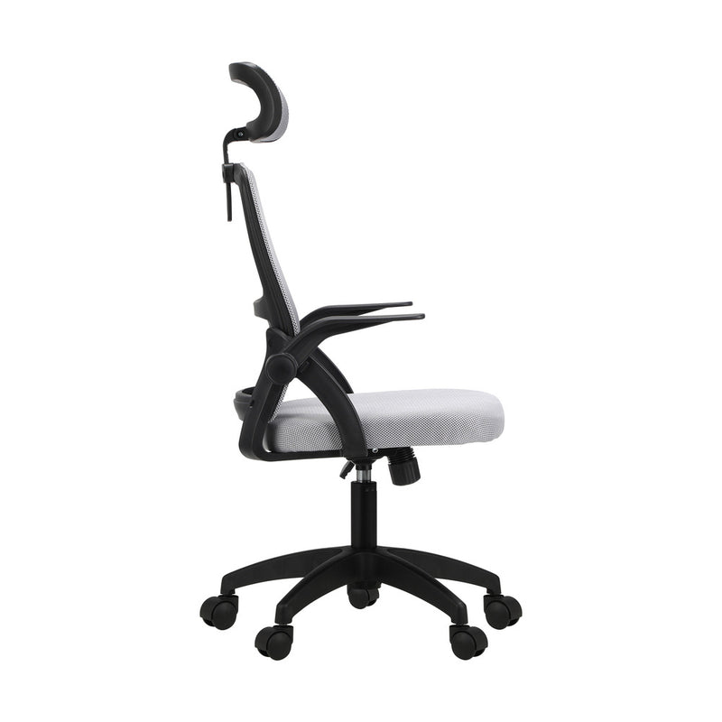 Oikiture Mesh Office Chair Fabric Seat Black&Grey