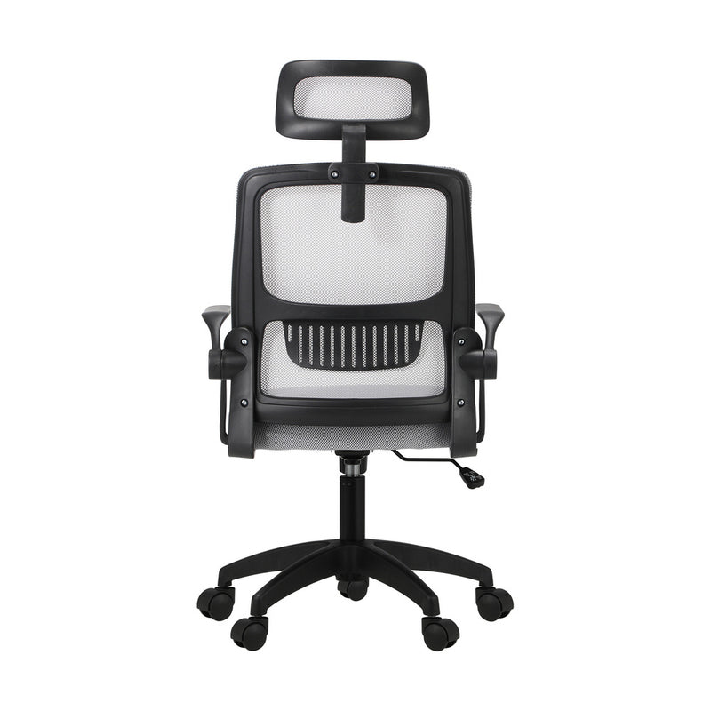 Oikiture Mesh Office Chair Fabric Seat Black&Grey