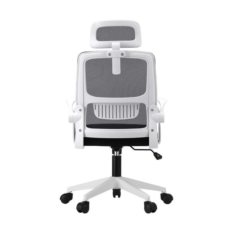 Oikiture Mesh Office Chair Fabric Seat Black&White