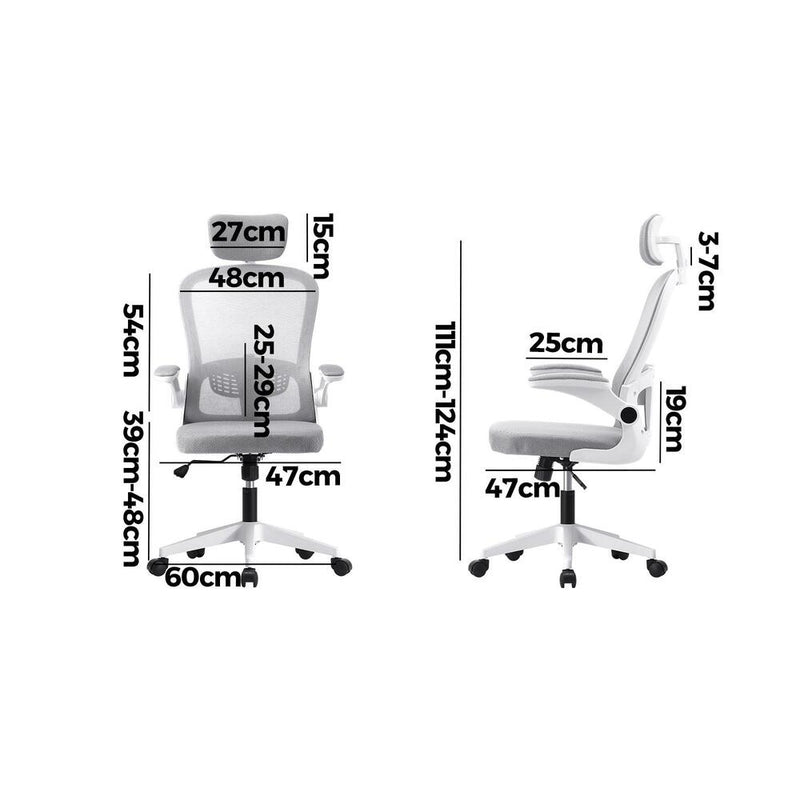 Oikiture Office Chair with Mesh Fabric Seat White