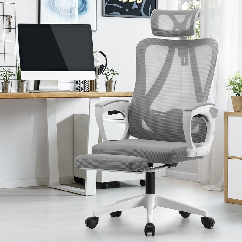 Oikiture Mesh Office Chair Adjustable Lumbar Support White