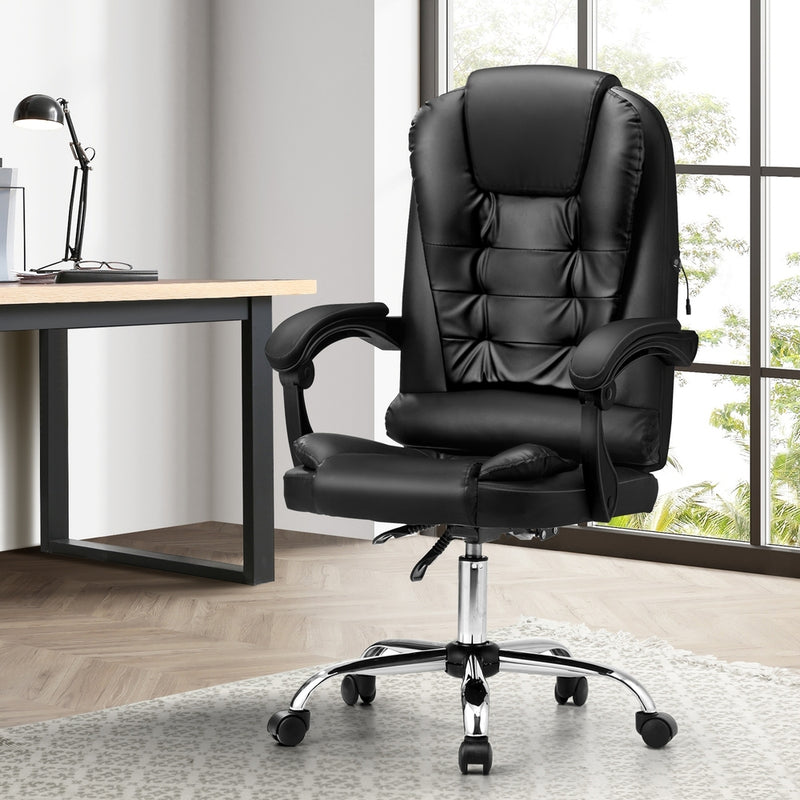 Oikiture Massage Office Chair Racing Chairs PU Leather Black