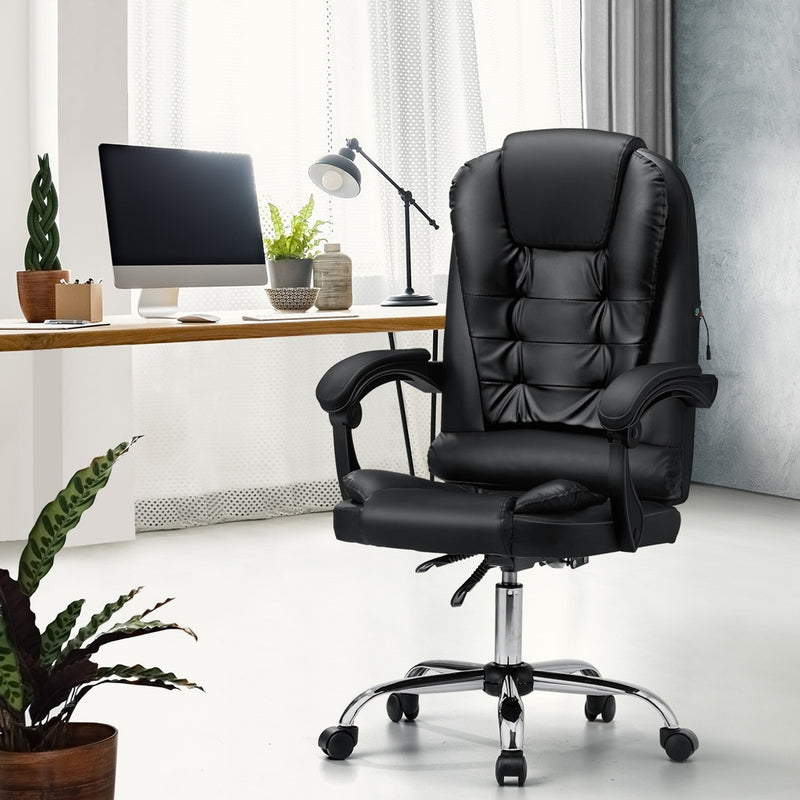 Oikiture Massage Office Chair Racing Chairs PU Leather Black