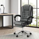 Oikiture Massage Office Chair PU Leather with Footrest Grey