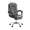 Oikiture Massage Office Chair PU Leather with Footrest Grey