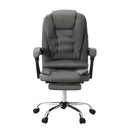 Oikiture Massage Office Chair PU Leather with Footrest Grey