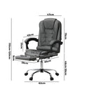 Oikiture Massage Office Chair PU Leather with Footrest Grey
