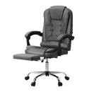 Oikiture Massage Office Chair PU Leather with Footrest Grey