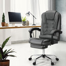 Oikiture Massage Office Chair PU Leather with Footrest Grey