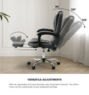 Oikiture Massage Office Chair PU Leather with Footrest Grey