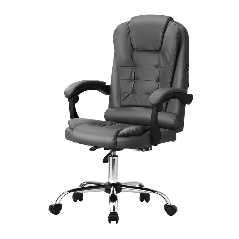 Oikiture Massage Office Chair Racing Chairs PU Leather Grey