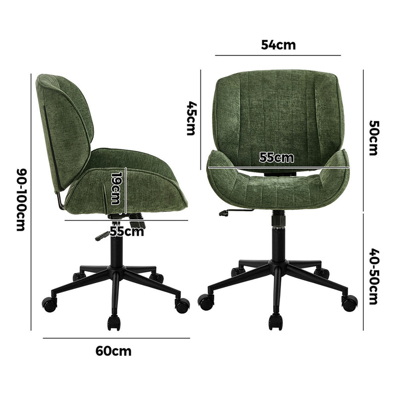 Oikiture Armless Office Chair Mid Back Swivel Chair w/ Wheels Green