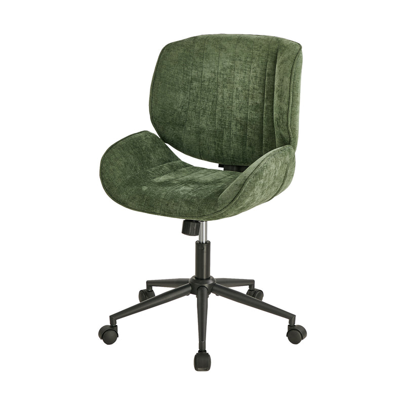 Oikiture Armless Office Chair Mid Back Swivel Chair w/ Wheels Green