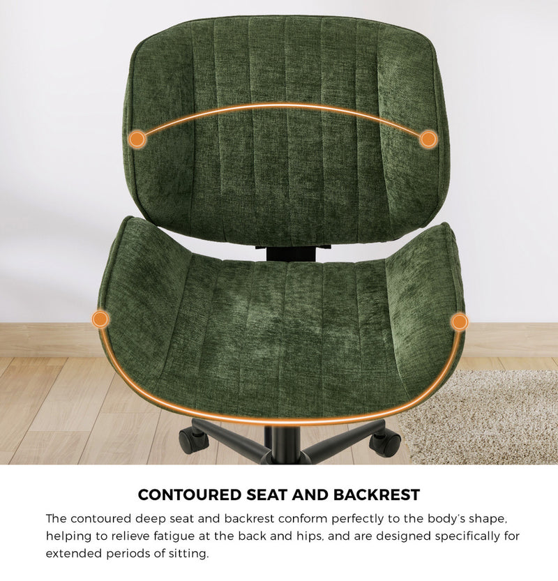 Oikiture Armless Office Chair Mid Back Swivel Chair w/ Wheels Green
