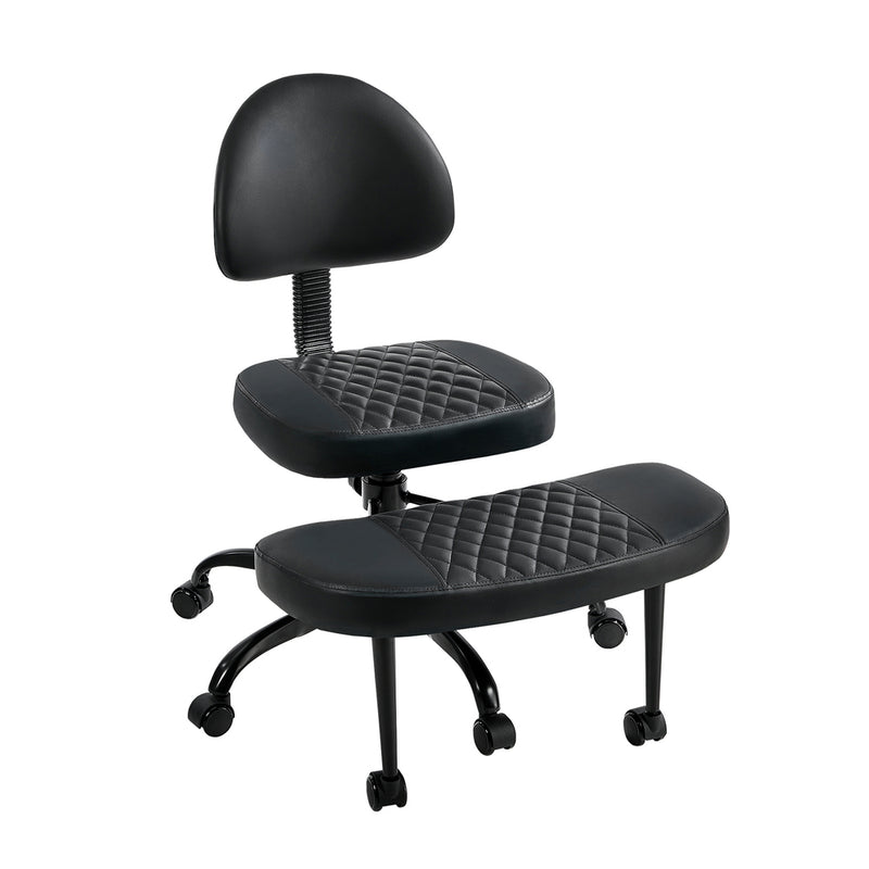 Oikiture Cross Legged Office Chair with Wheels Adjustable Height Black